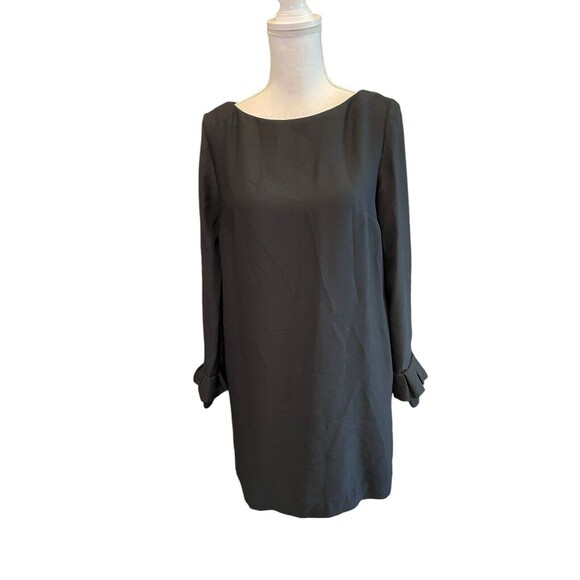 Banana Republic Dress sz 6 Black Long Sleeve Ruffle Classic Career Shift a28 - Picture 6 of 13